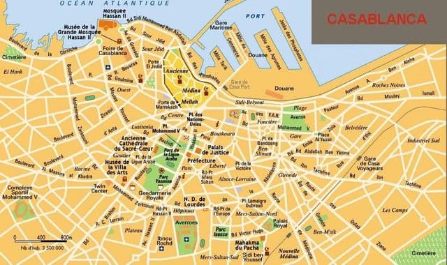 Mapa centrum miasta Casablanca