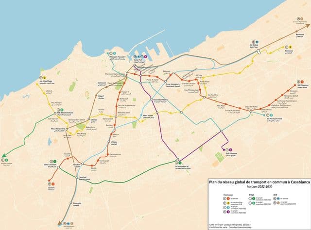 Mapa stacji kolejowych Casablanca