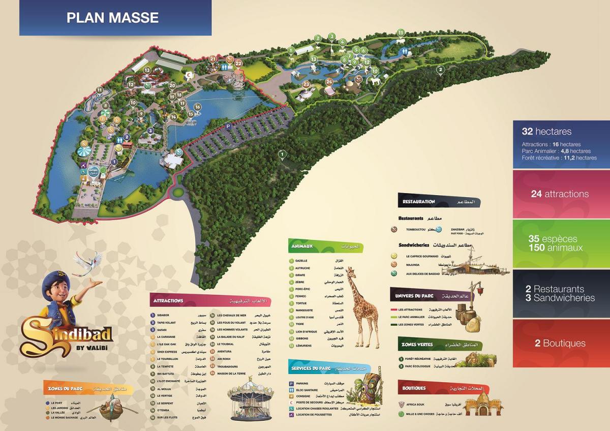 Mapa parku zoologicznego Casablanca